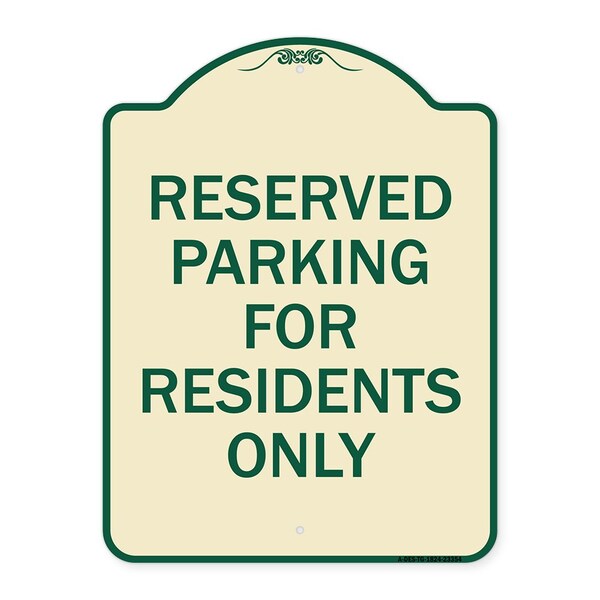 Parking Space Reserved Parking Reserved for Residents Heavy-Gauge Alum, 24" x 18", TG-1824-23354